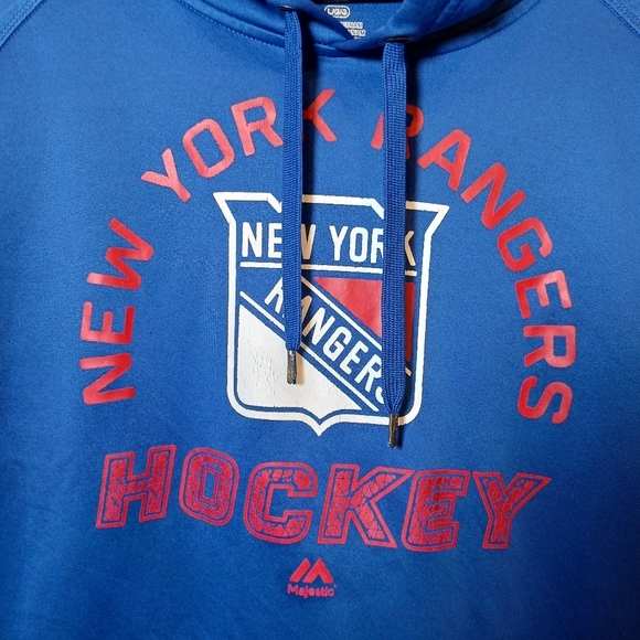 Majestic NHL New York Rangers Hockey Hoodie Sweater  Mens Tall Large - Picture 7 of 7